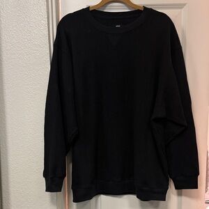 Aerie Black Crewneck thermal sweatshirt